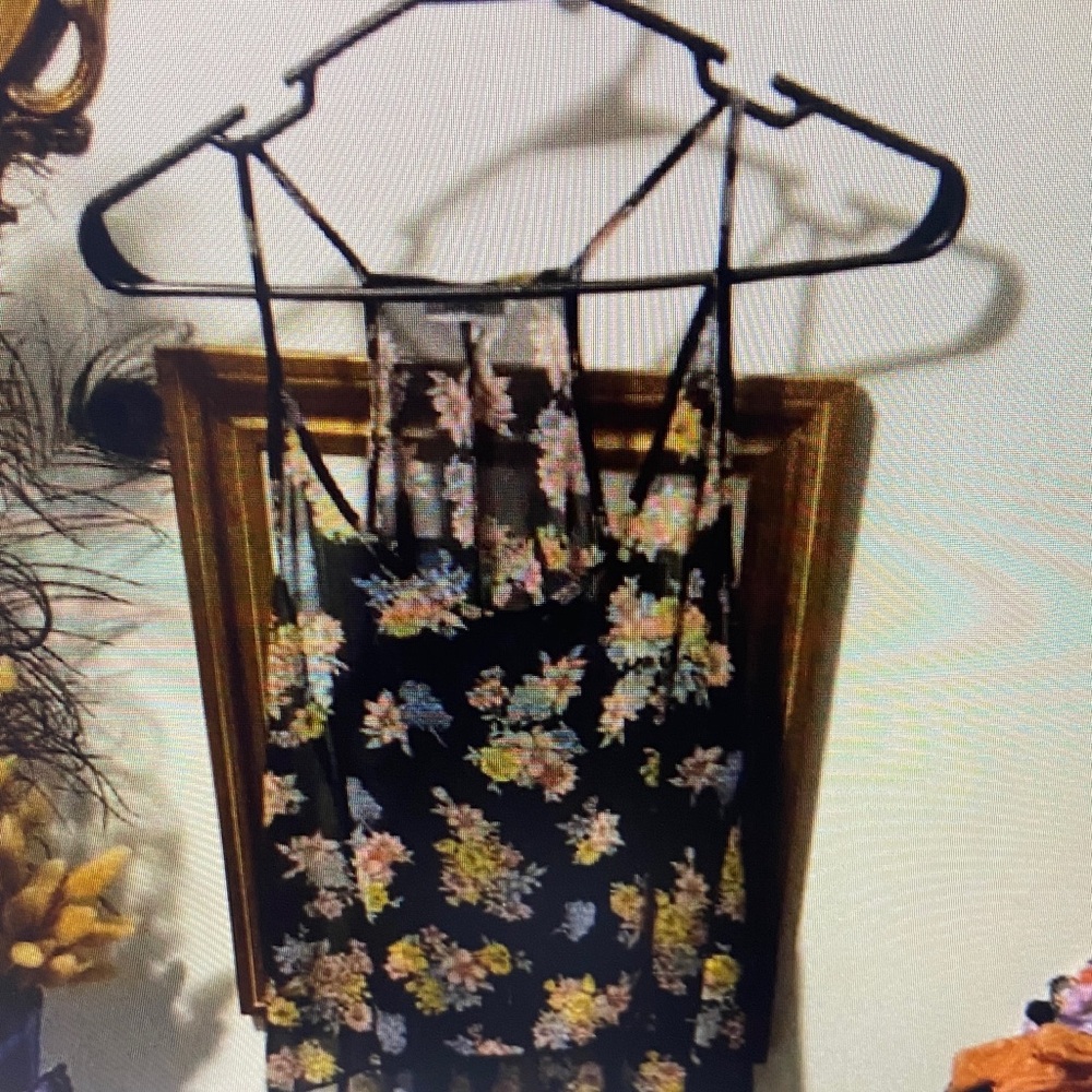 Floral Black Sheer Sleeveless Top.